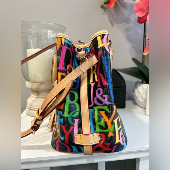 Dooney & Bourke Retro Grafica multicolor rainbow drawstring bag NEW - Picture 3 of 9